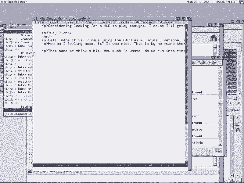 An AmigaOS-like desktop with many windows open